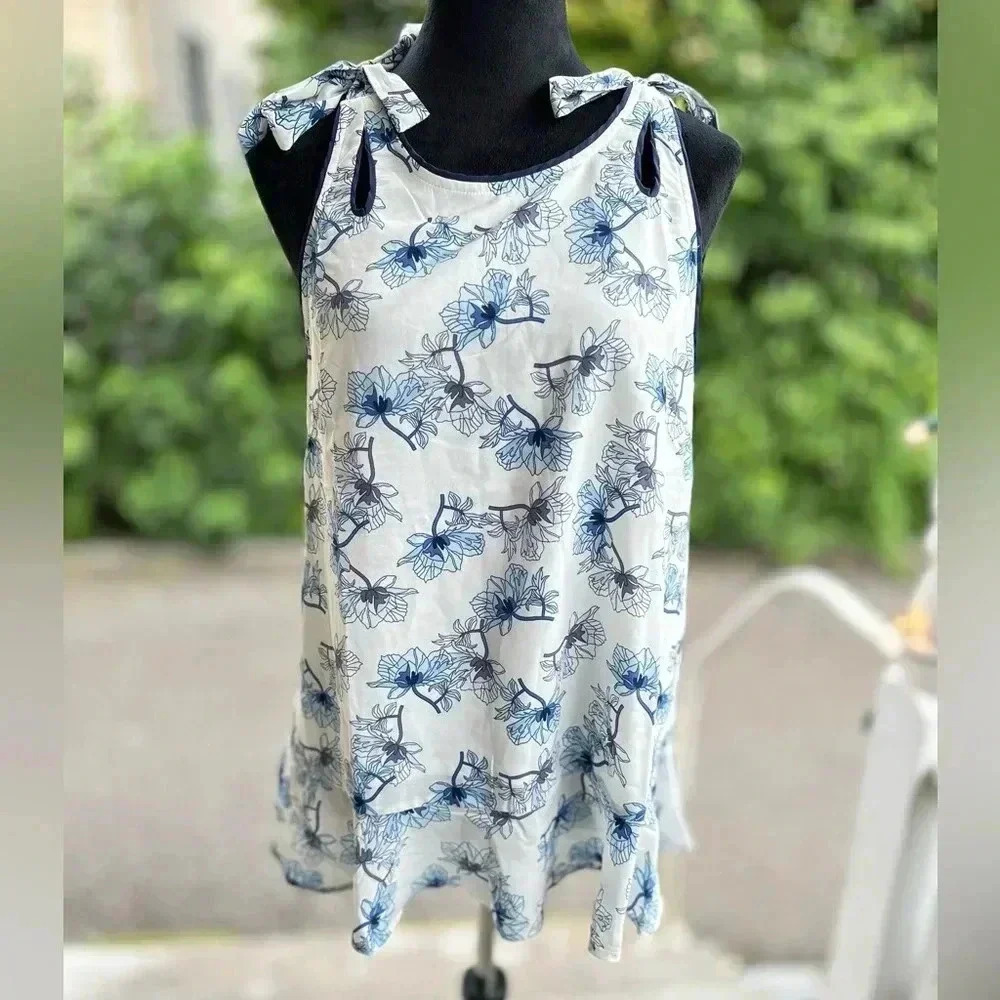 Entro women’s sleeveless top with bottom ruffle Sz M #004